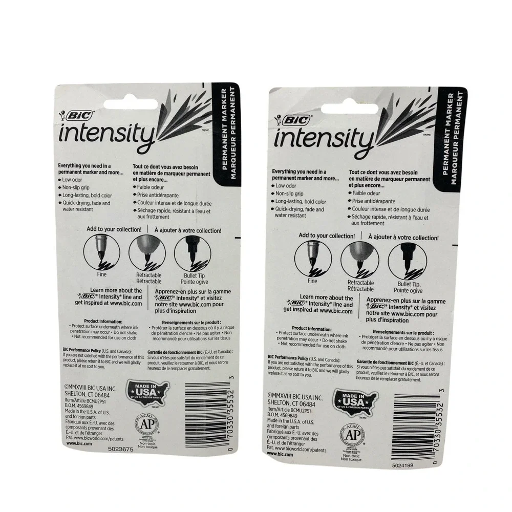 2 Packs BIC Intensity Permanent Markers Ultra Fine Point 5 Count Assorted